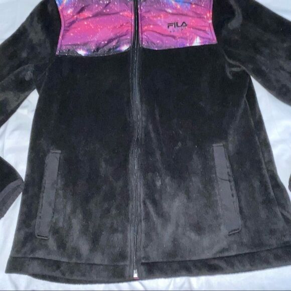 Fila Sports Women’s Fleece Jacket Black Galaxy Print Mock Neck Size Extra small - Picture 9 of 11